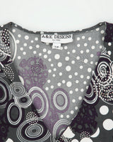 Vintage Y2K 00s A&amp;K Designs Spotty O Ring Faux Wrap 3/4 Sleeve Top - S