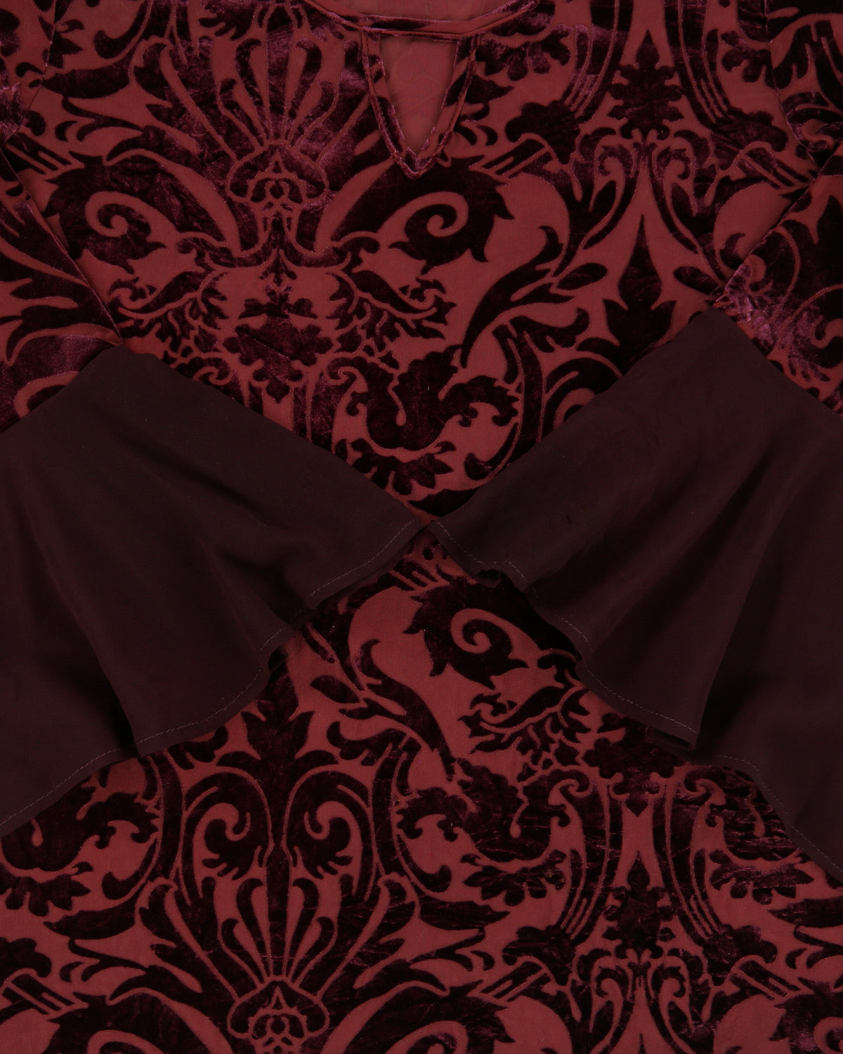 Vintage 1990s Laura Sheer Velvet Detail Flare Sleeve Blouse - M