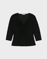 Vintage 1990s Zokai Textured Twist Front 3/4 Sleeve Top - M