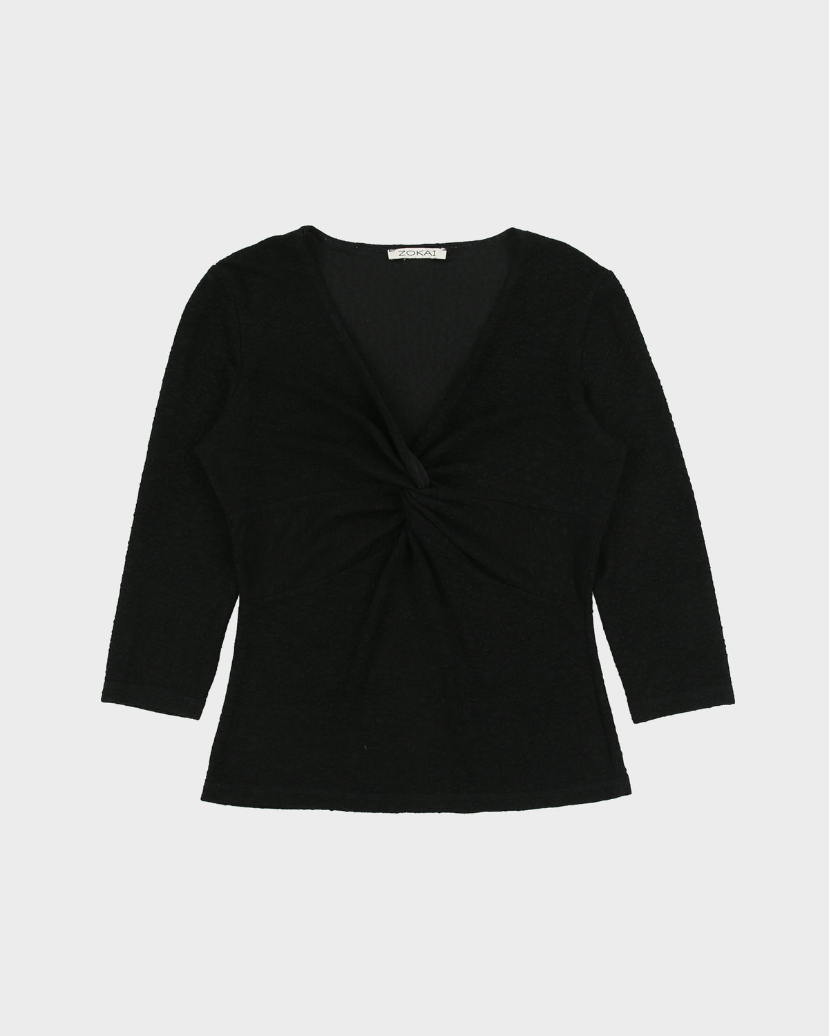 Vintage 1990s Zokai Textured Twist Front 3/4 Sleeve Top - M