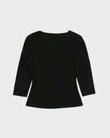 Vintage 1990s Zokai Textured Twist Front 3/4 Sleeve Top - M
