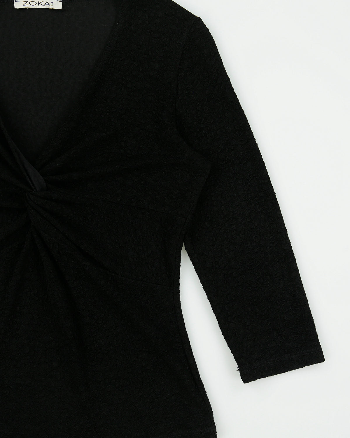 Vintage 1990s Zokai Textured Twist Front 3/4 Sleeve Top - M