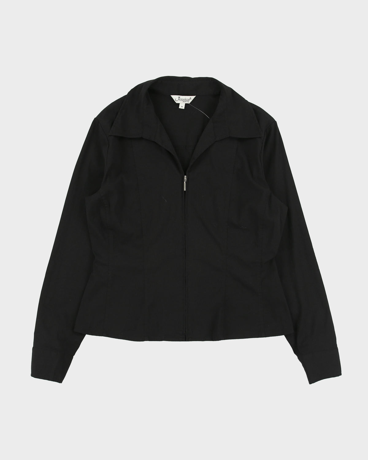 Vintage 1990s Jessica Zip-up Long Sleeve Blouse - M