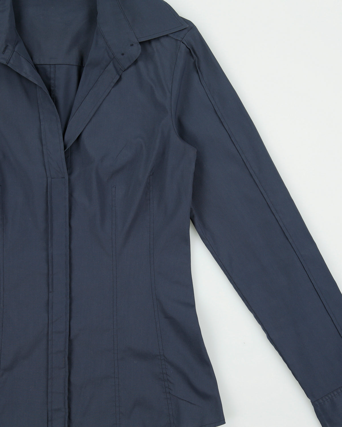 Vintage Y2K 00s Hugo Boss Double Side Zip Darted Long Sleeve Blouse - M