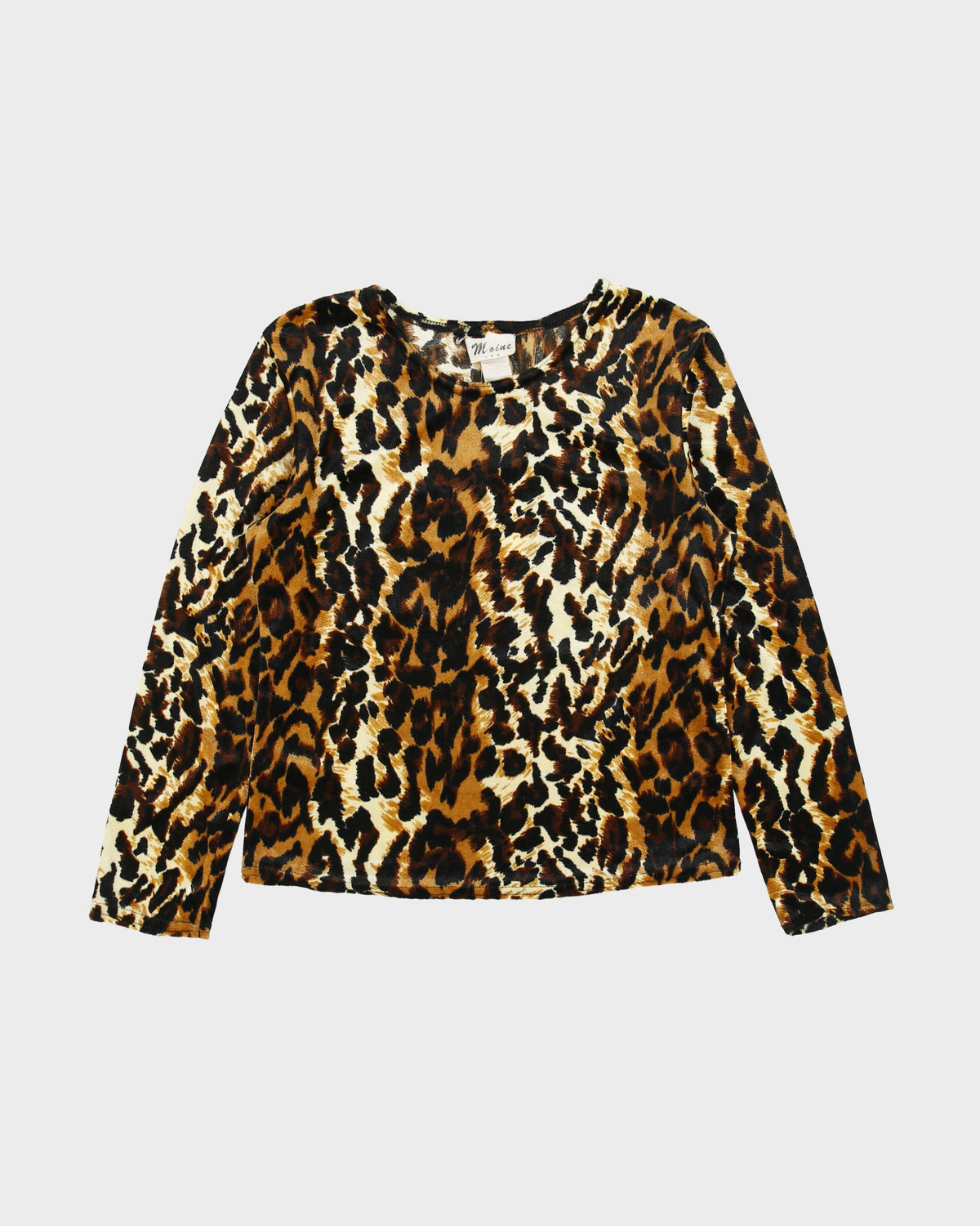 Vintage 1990s Moine USA Leopard Print Velvet Top - S