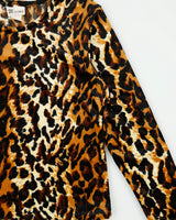 Vintage 1990s Moine USA Leopard Print Velvet Top - S