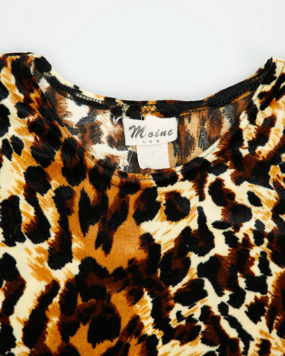 Vintage 1990s Moine USA Leopard Print Velvet Top - S