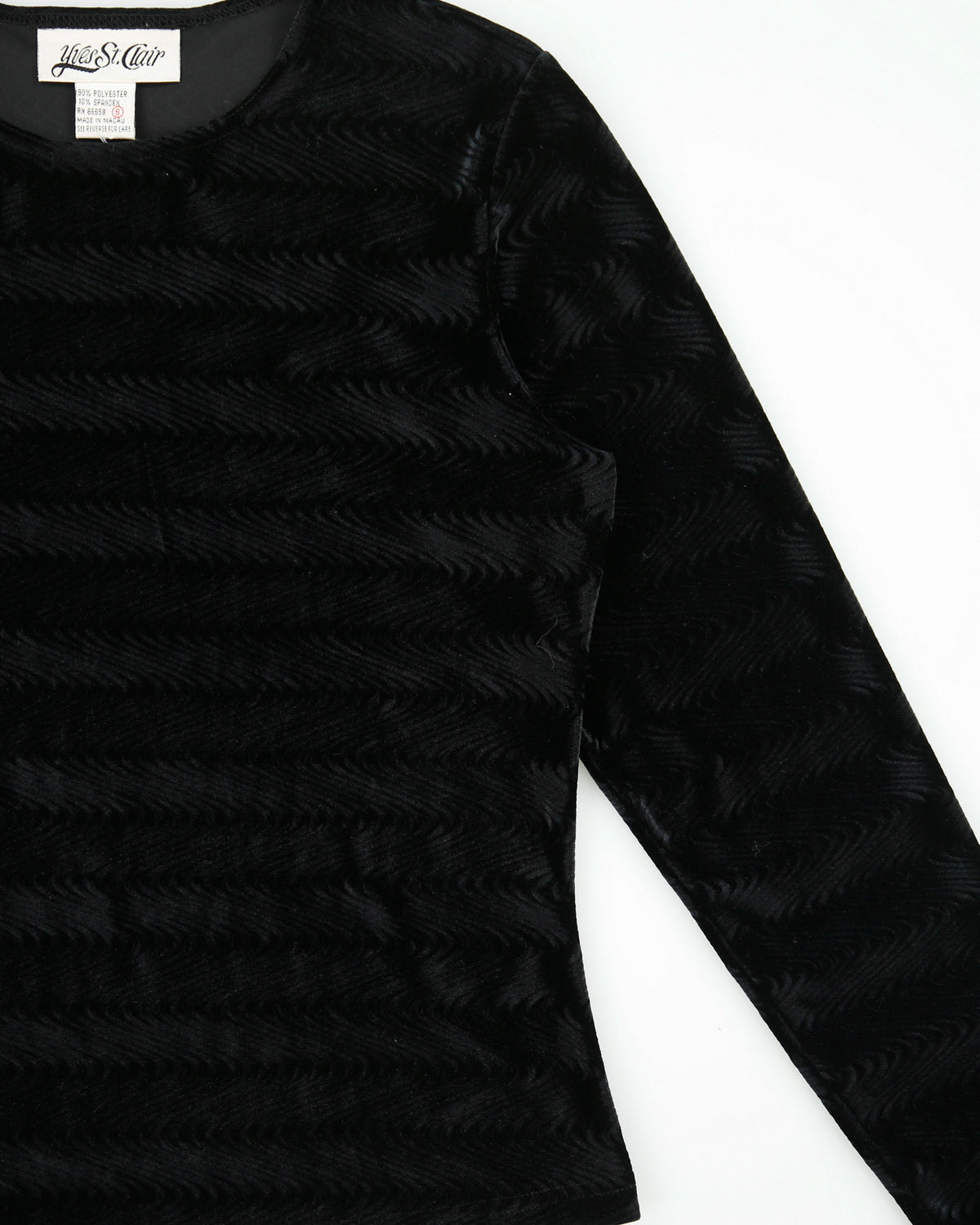 Vintage 1990s Yves St. Clair Swirl Pattern Velvet Long Sleeve Top - S