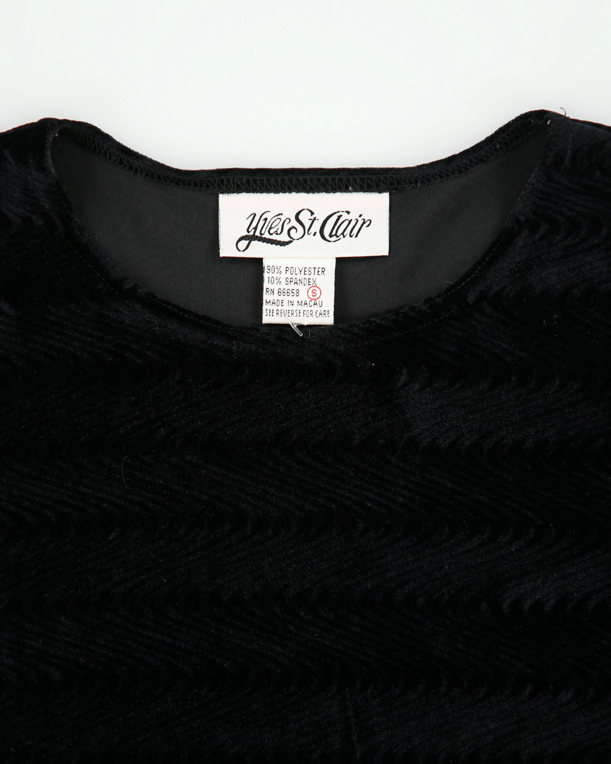 Vintage 1990s Yves St. Clair Swirl Pattern Velvet Long Sleeve Top - S