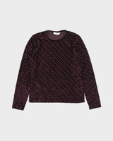 Vintage 1990s Beechers Brook Velvet Sheer Stripe Long Sleeve Top - S