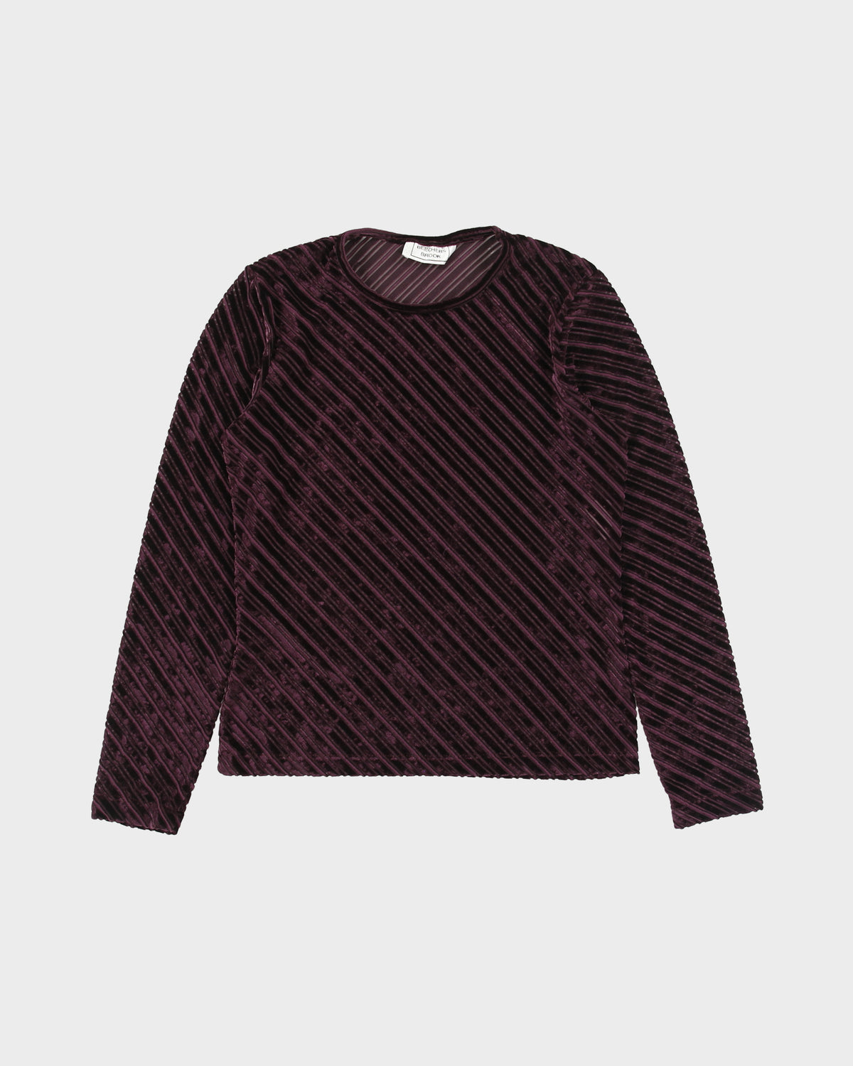Vintage 1990s Beechers Brook Velvet Sheer Stripe Long Sleeve Top - S