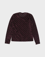 Vintage 1990s Beechers Brook Velvet Sheer Stripe Long Sleeve Top - S