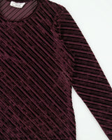 Vintage 1990s Beechers Brook Velvet Sheer Stripe Long Sleeve Top - S