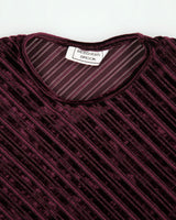 Vintage 1990s Beechers Brook Velvet Sheer Stripe Long Sleeve Top - S