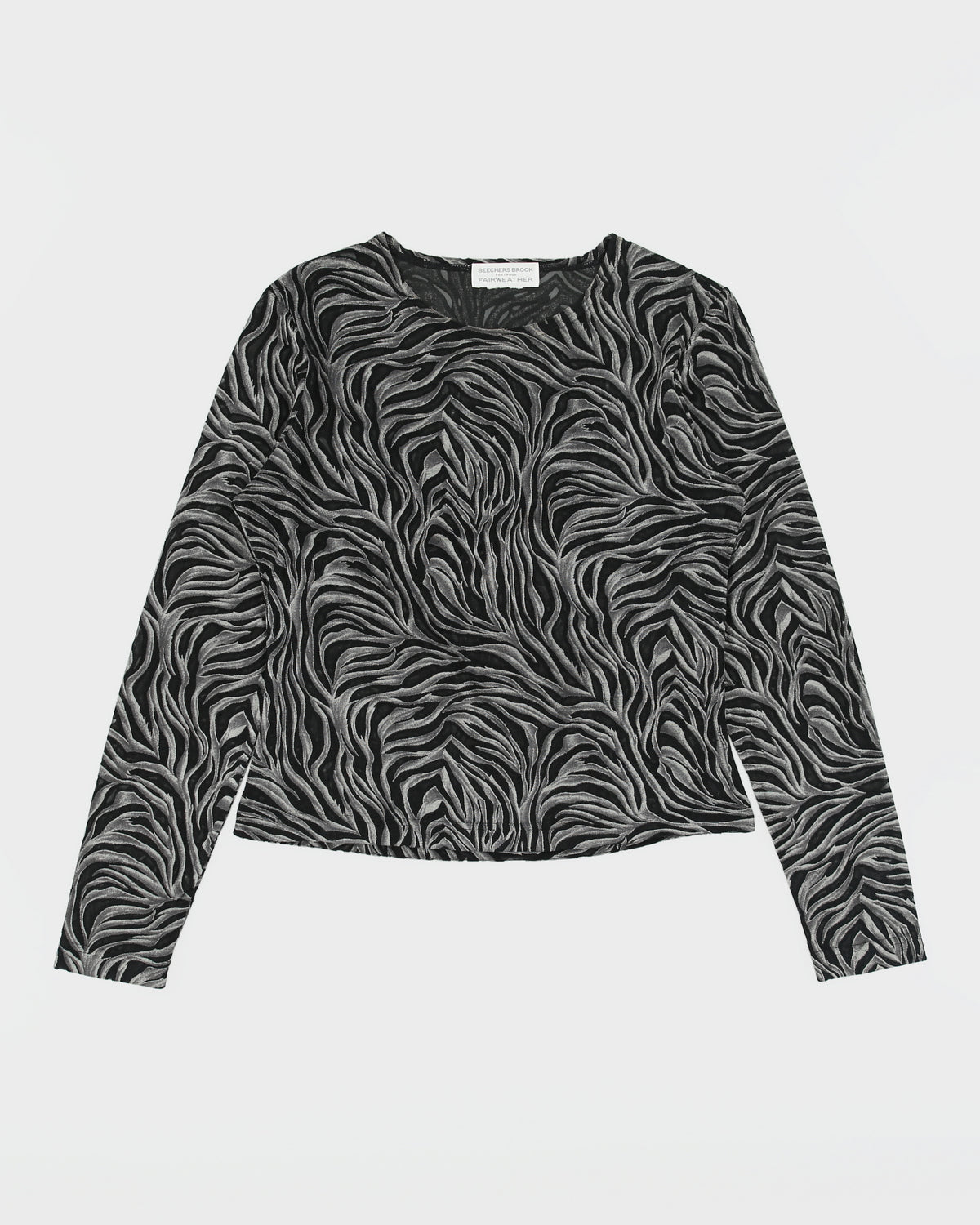Vintage 1990s Beechers Brook For Fairweather Abstract Semi Mesh Long Sleeve Top - M
