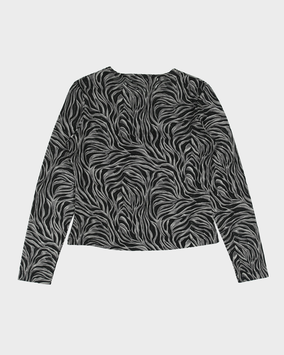 Vintage 1990s Beechers Brook For Fairweather Abstract Semi Mesh Long Sleeve Top - M