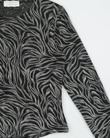 Vintage 1990s Beechers Brook For Fairweather Abstract Semi Mesh Long Sleeve Top - M