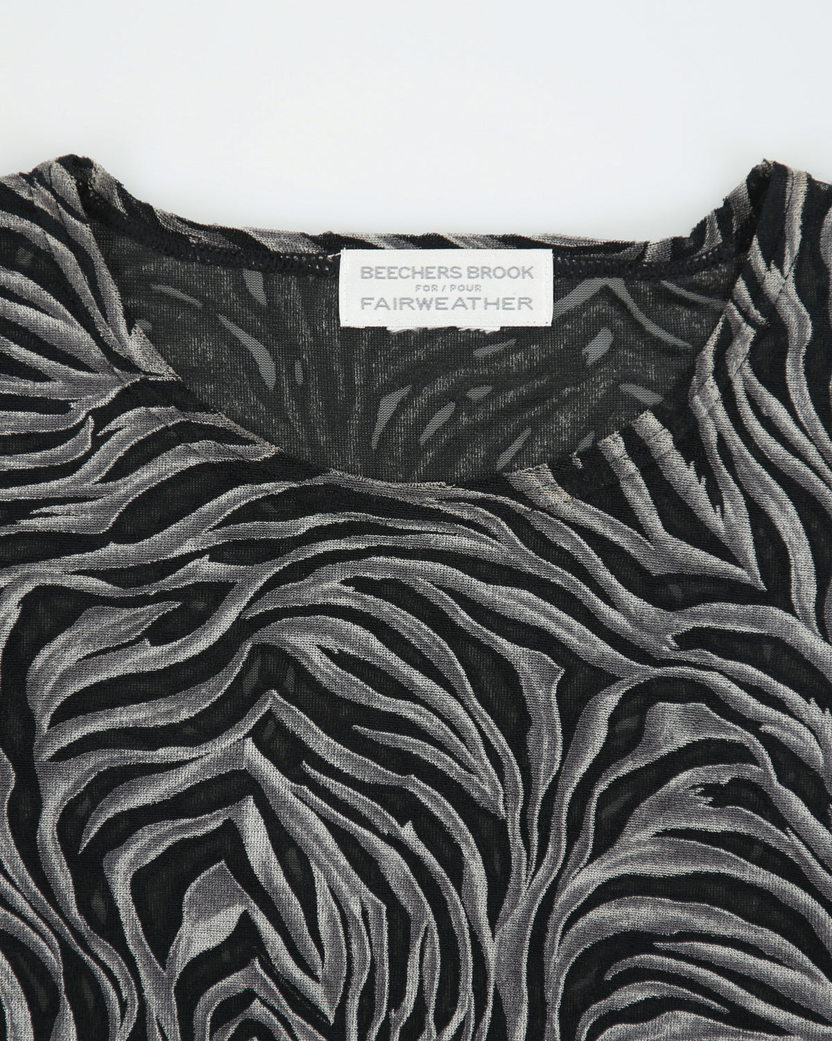 Vintage 1990s Beechers Brook For Fairweather Abstract Semi Mesh Long Sleeve Top - M