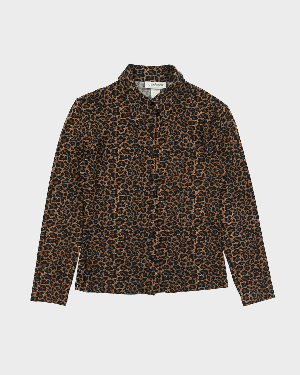 Vintage 1990s Le Chateau Made In USA Leopard Print Long Sleeve Blouse - S