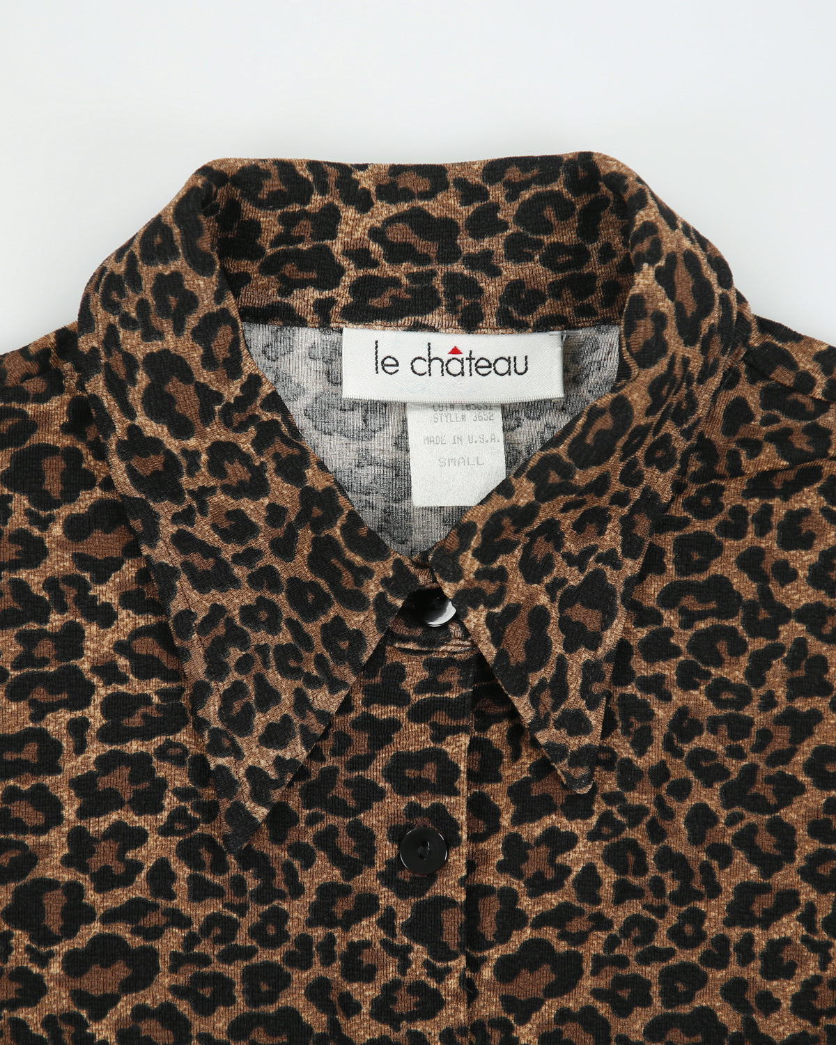 Vintage 1990s Le Chateau Made In USA Leopard Print Long Sleeve Blouse - S