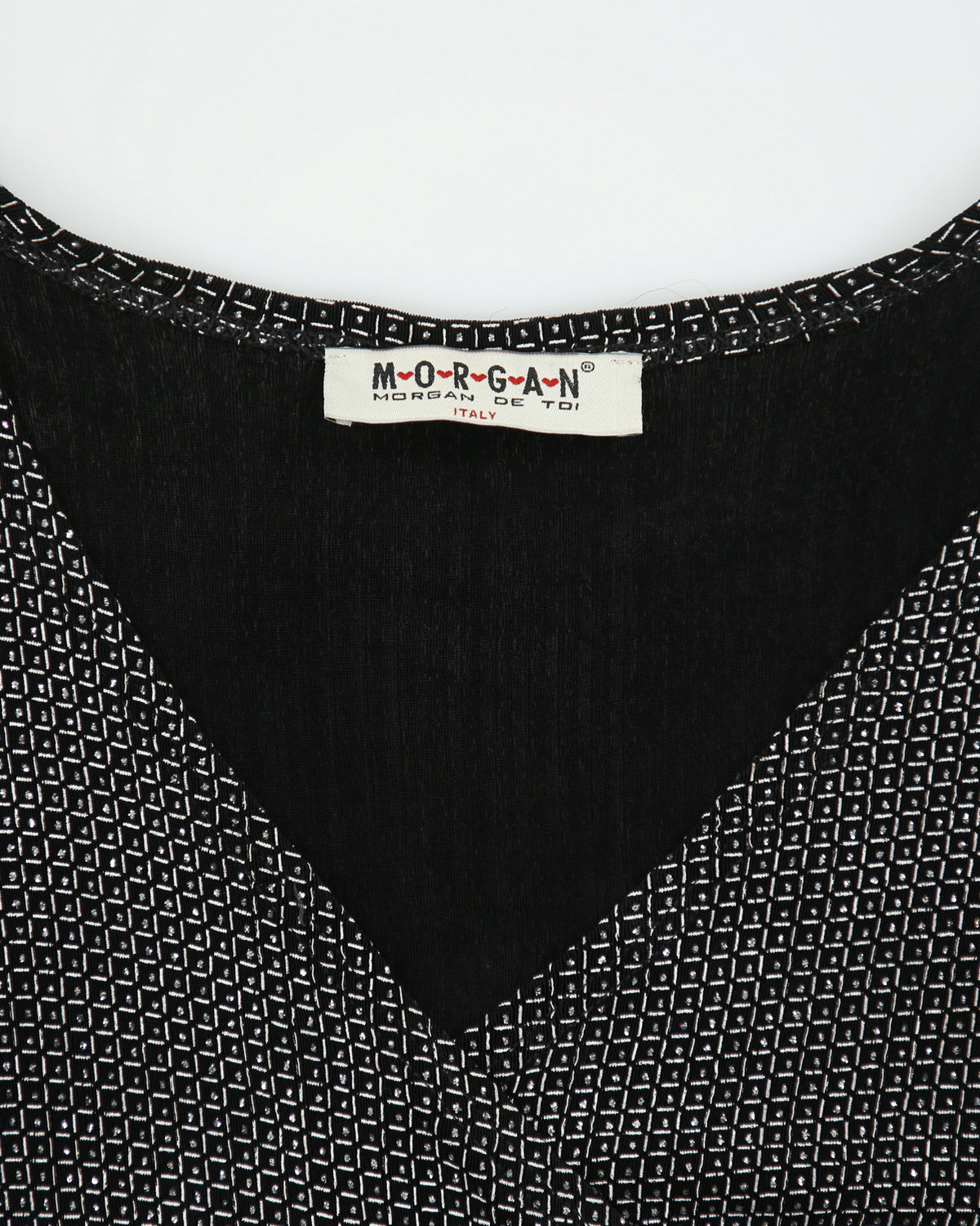 Vintage 1990s Morgan De Toi Sparkly Faux Wrap Mesh Bell Sleeve Top - M