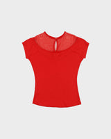 Vintage Y2K 00s Diesel Mesh Panel Cap Sleeve Top - S