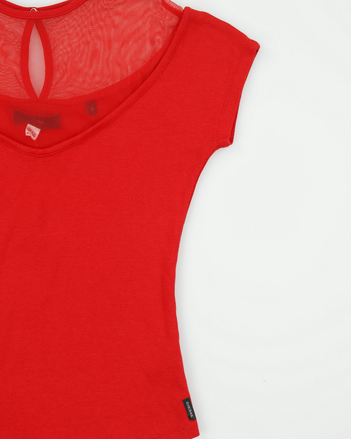 Vintage Y2K 00s Diesel Mesh Panel Cap Sleeve Top - S