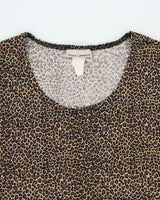 Vintage 1990s Susan Lawrence Slinky Leopard Print 3/4 Length Sleeve Top - M