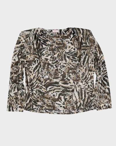 Animal Print Patterned Long Sleeve Top - L