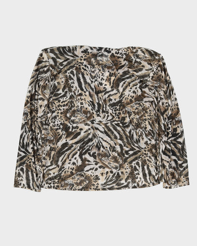 Animal Print Patterned Long Sleeve Top - L