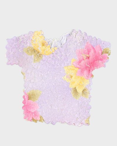 Y2K 00s Floral Popcorn Top - S/M
