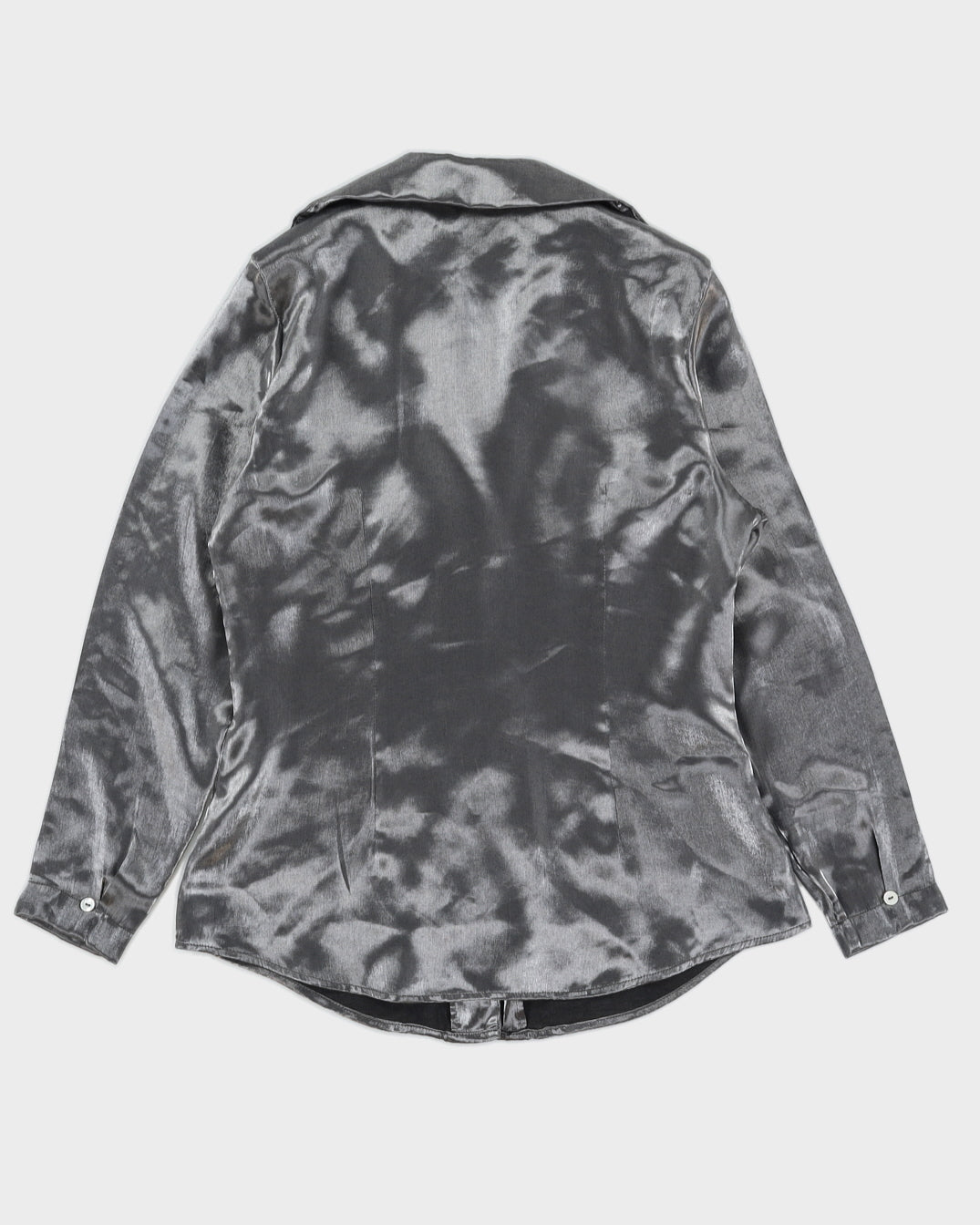 Vintage 90s Emblem Grey Shiny Blouse - M