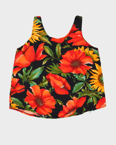 Red Floral Sleeveless Top - M