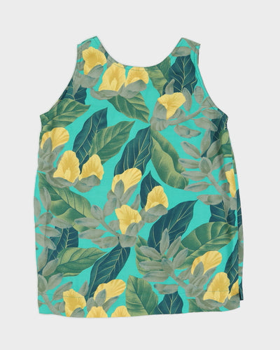 Green Floral Sleeveless Top - S
