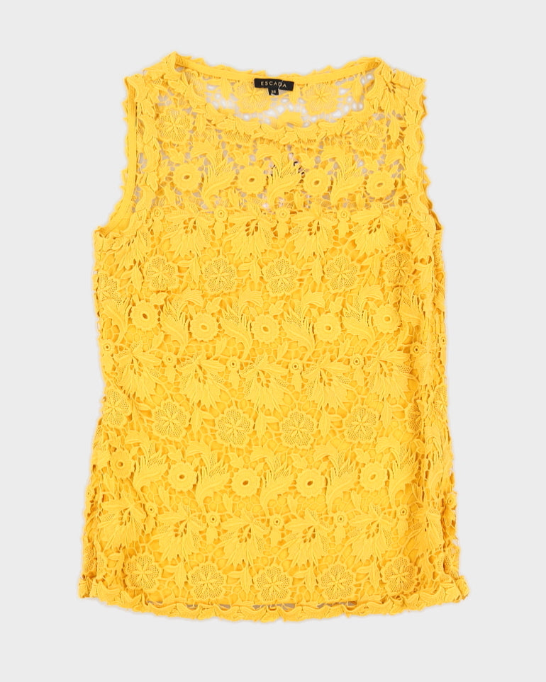 Escada Yellow Lace Sleeveless Top - S