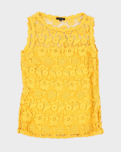 Escada Yellow Lace Sleeveless Top - S