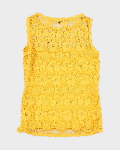 Escada Yellow Lace Sleeveless Top - S