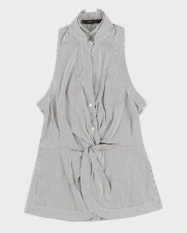 BCBG MazAzria Grey Striped Sleeveless Top - S