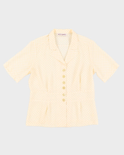 Yellow Patterned Short Sleeve Blouse - M