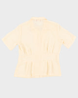 Yellow Patterned Short Sleeve Blouse - M