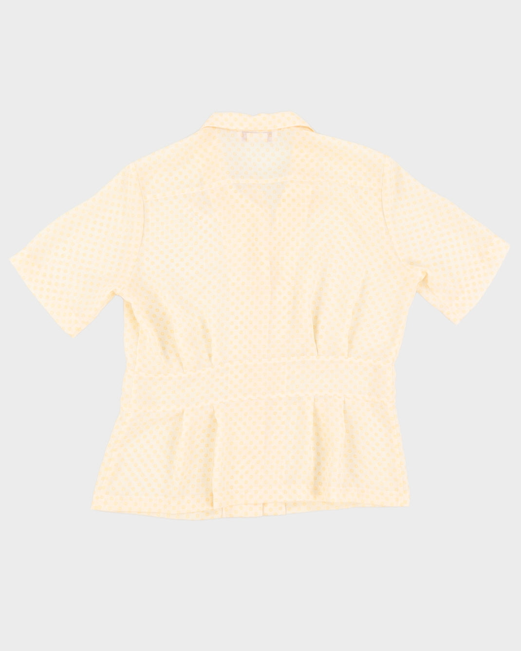Yellow Patterned Short Sleeve Blouse - M