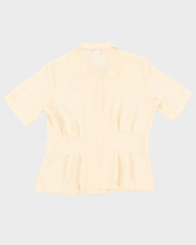 Yellow Patterned Short Sleeve Blouse - M