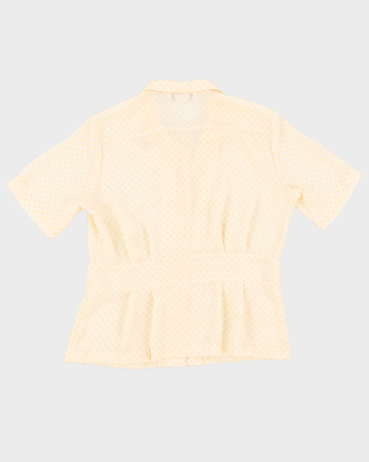 Yellow Patterned Short Sleeve Blouse - M