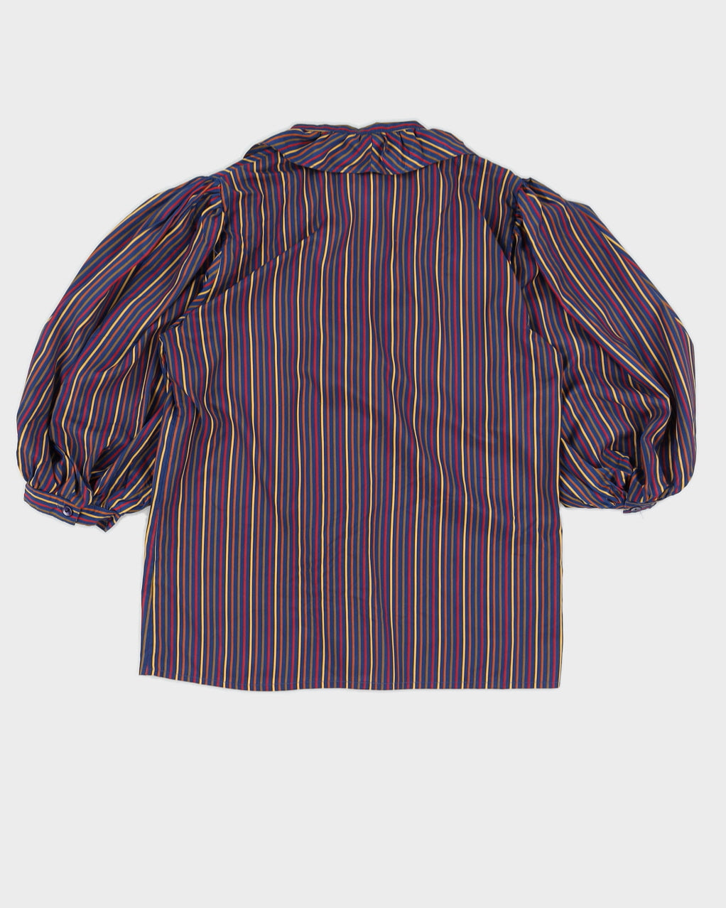 1990s Blue Patterned Short Sleeve Blouse - S