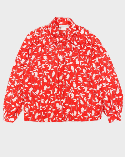Red With White Pattern Blouse - M