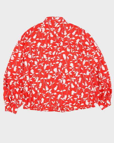Red With White Pattern Blouse - M