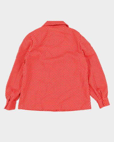 Vintage 1970s Red Polka Dot Blouse - S