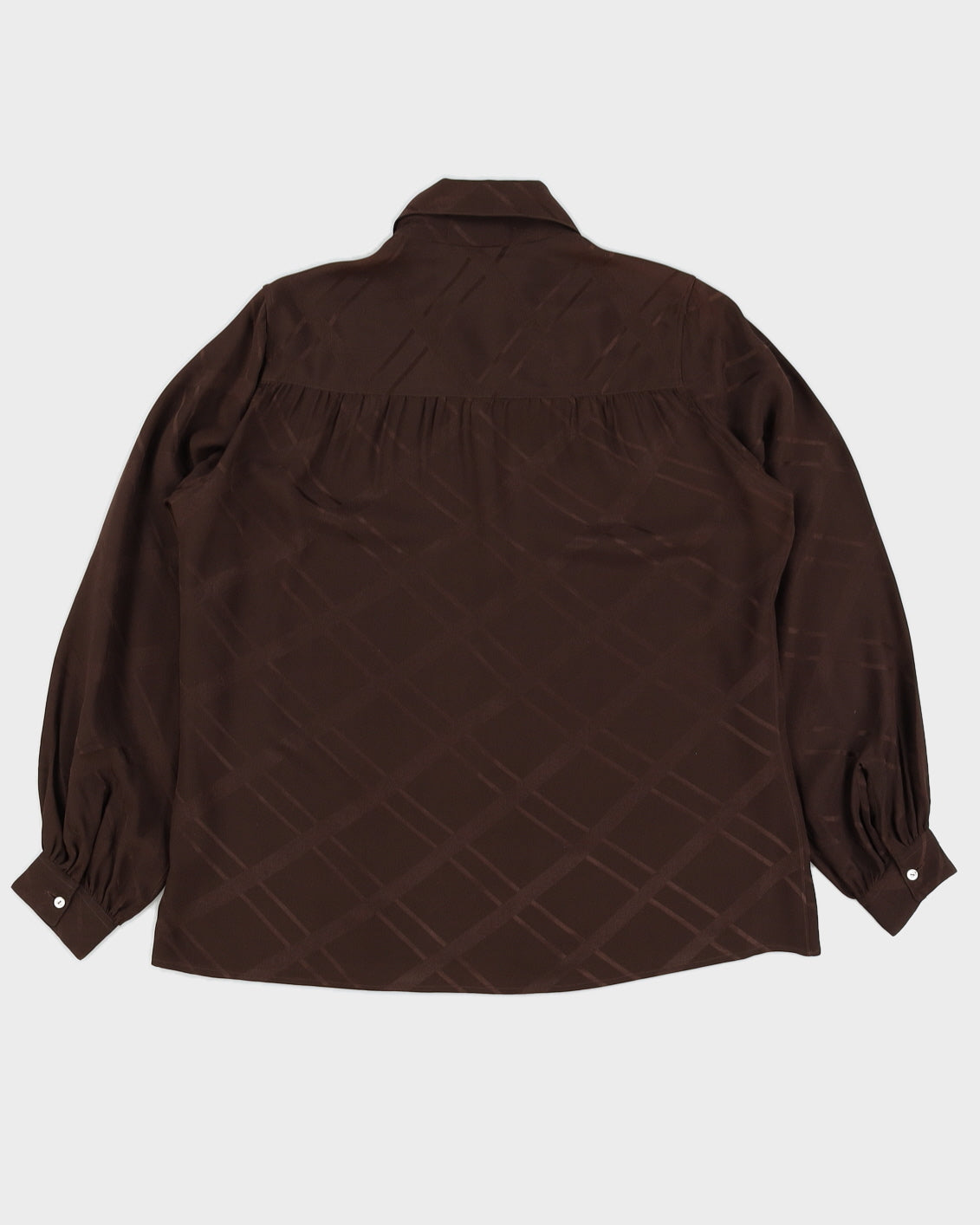 Brown Silk Jacquard Blouse - L