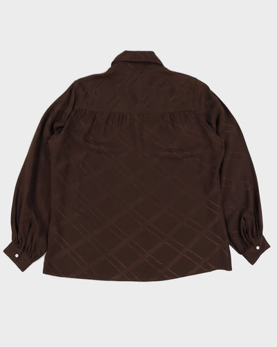 Brown Silk Jacquard Blouse - L
