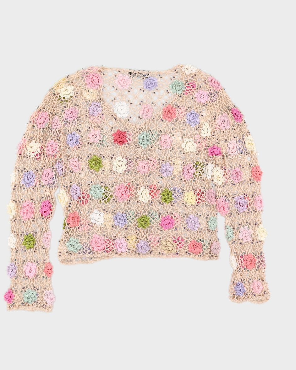 Y2K 00s Sagacity Multi Coloured Beaded Top - S/M